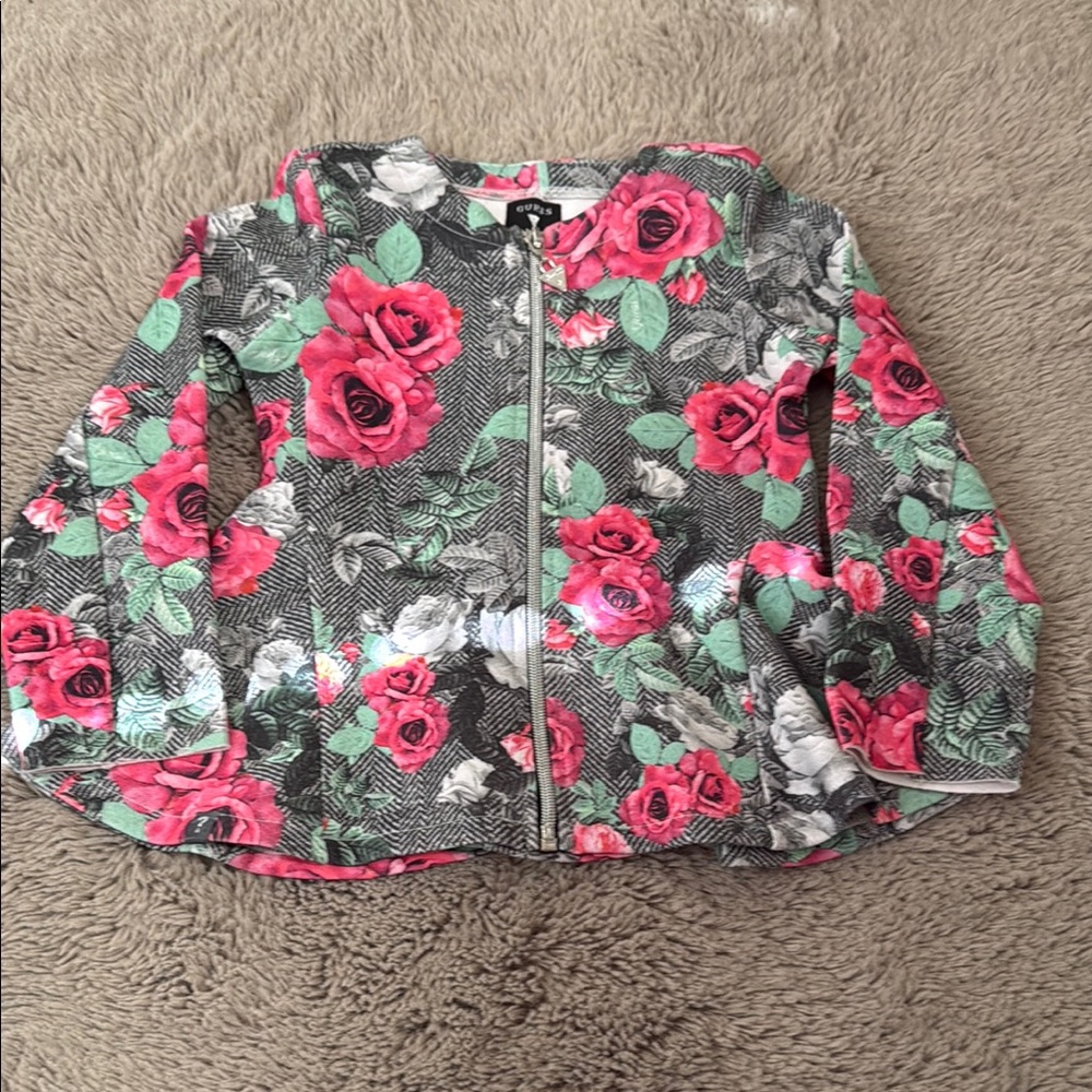 Guess Pink and Green Raincoat with Floral Design
